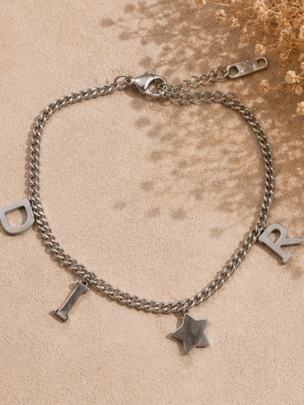 Luxe Silver Star & Letter Charm Bracelet